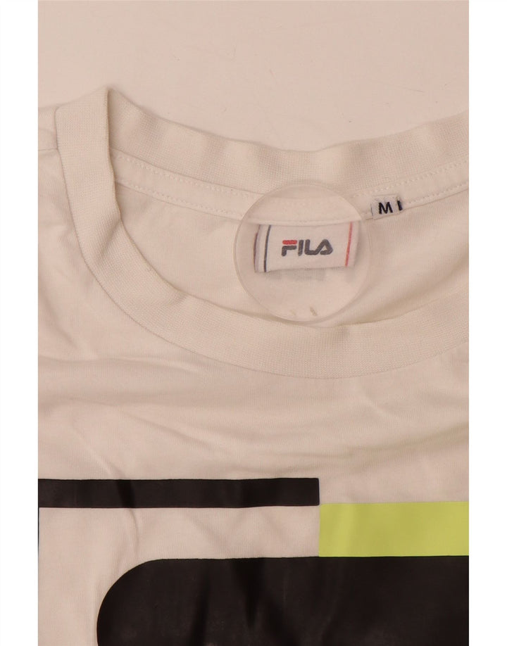 Fila Herre Grafisk T-Shirt Top Medium Hvid Bomuld