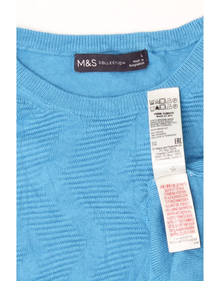Marks & Spencer Dame sweater med rund hals DK 16 Stor Blå Geometrisk