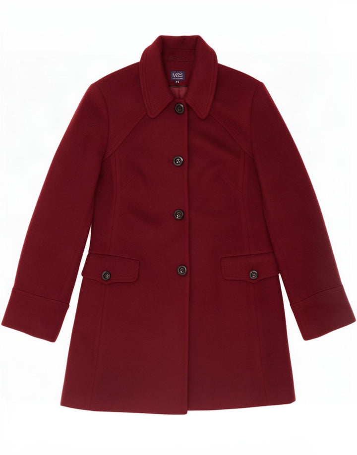 Marks & Spencer Dame Overfrakke UK 12 Medium Burgundy Polyester