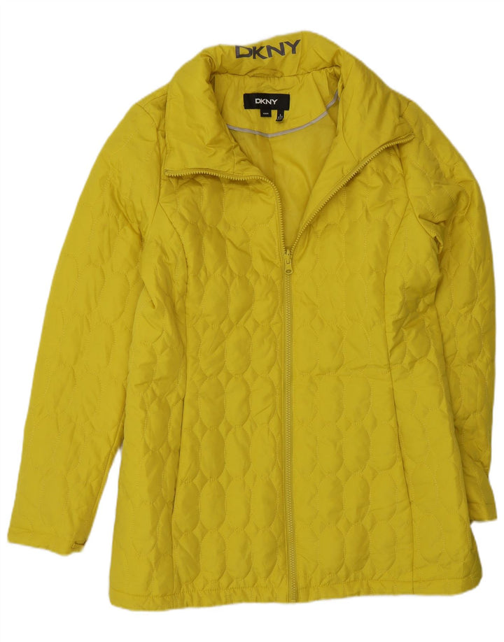 Dkny Dame Polstret Jakke UK 12 Medium Gul Polyester Moderne