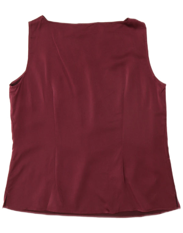 Marks & Spencer Dame ærmeløs bluse Top UK 18 XL Burgundy Polyester