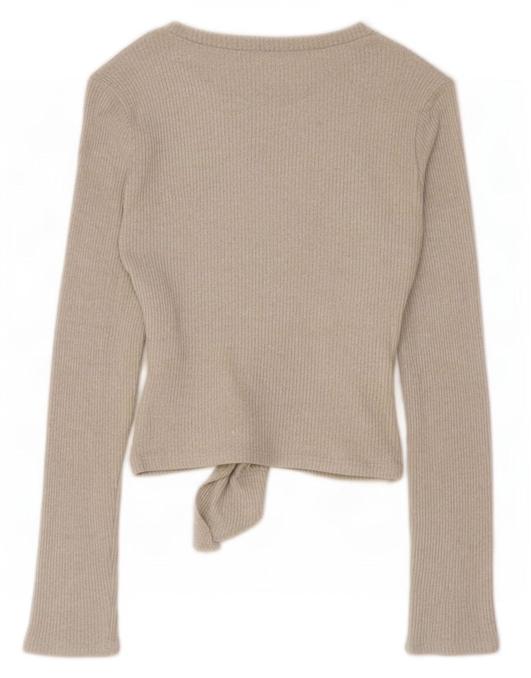 Zara Womens Front Tie Top Langærmet UK 10 Small Beige Viscose