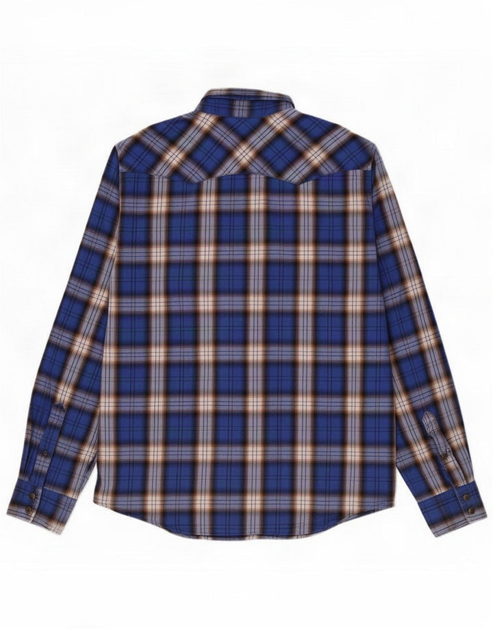 American Eagle Herre Flanelskjorte Stor Blå Plaid Bomuld
