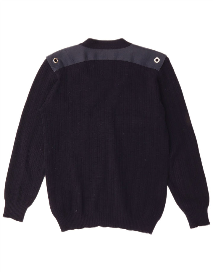 Vintage herre cardigan sweater Medium Marineblå Colourblock Uld