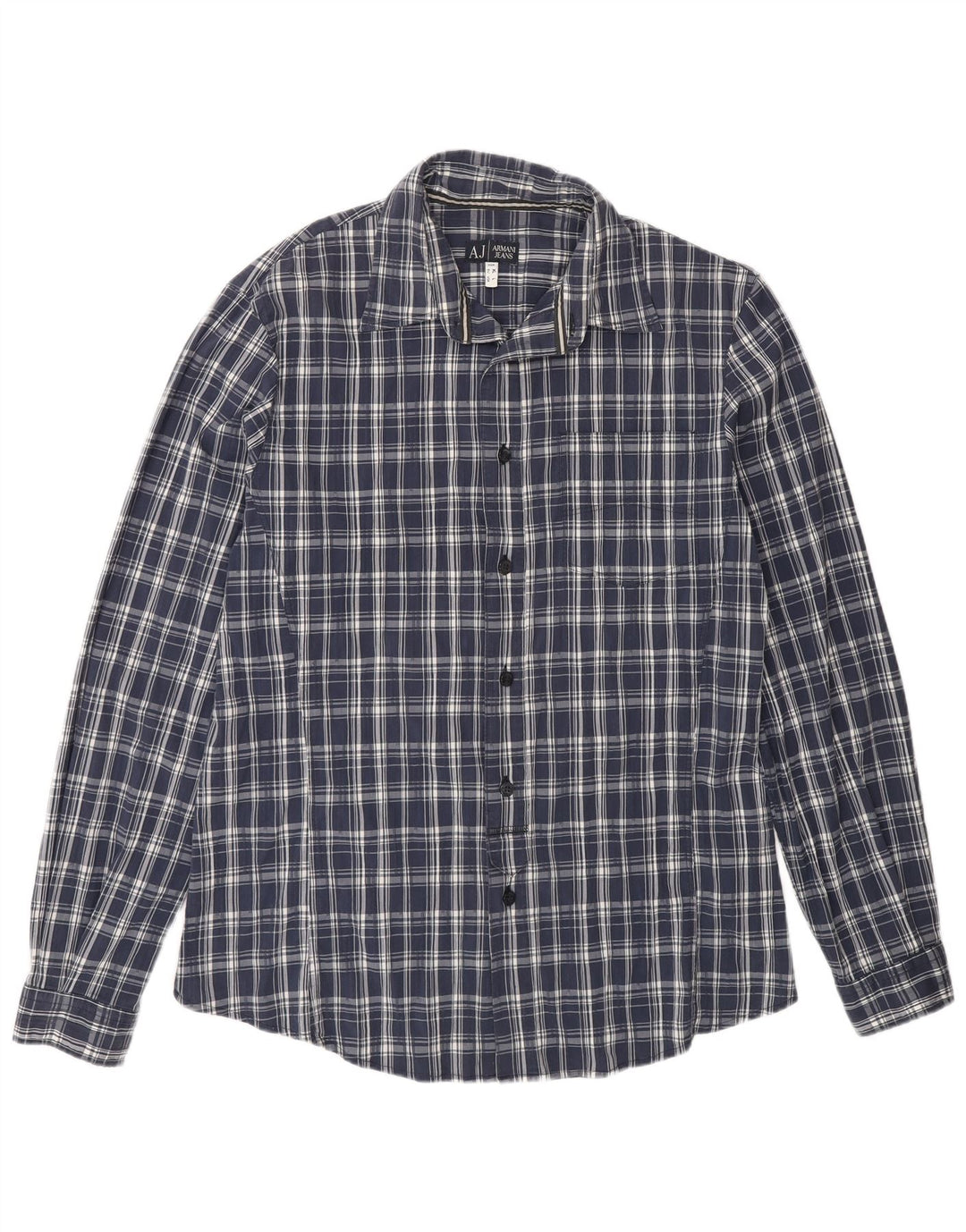 Armani Jeans Herreskjorte Stor blå ternet bomuld