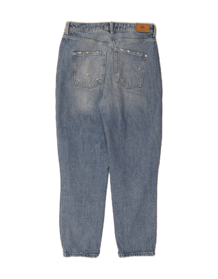 ZARA Womens High Rise Distressed Tapered Jeans EU 40 Medium W30 L28 Blue Vintage Zara and Second-Hand Zara from Messina Hembry 