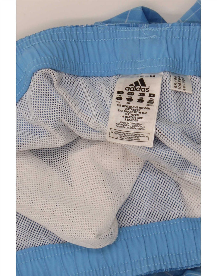 Adidas Badeshorts til mænd 2XL blå ternet polyester