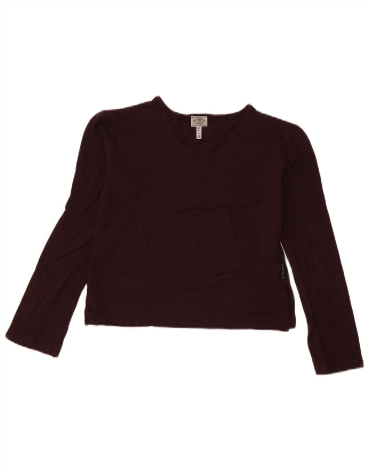 Armani Jeans Dame Crop Top Langærmet IT 44 Medium Burgundy Viscose