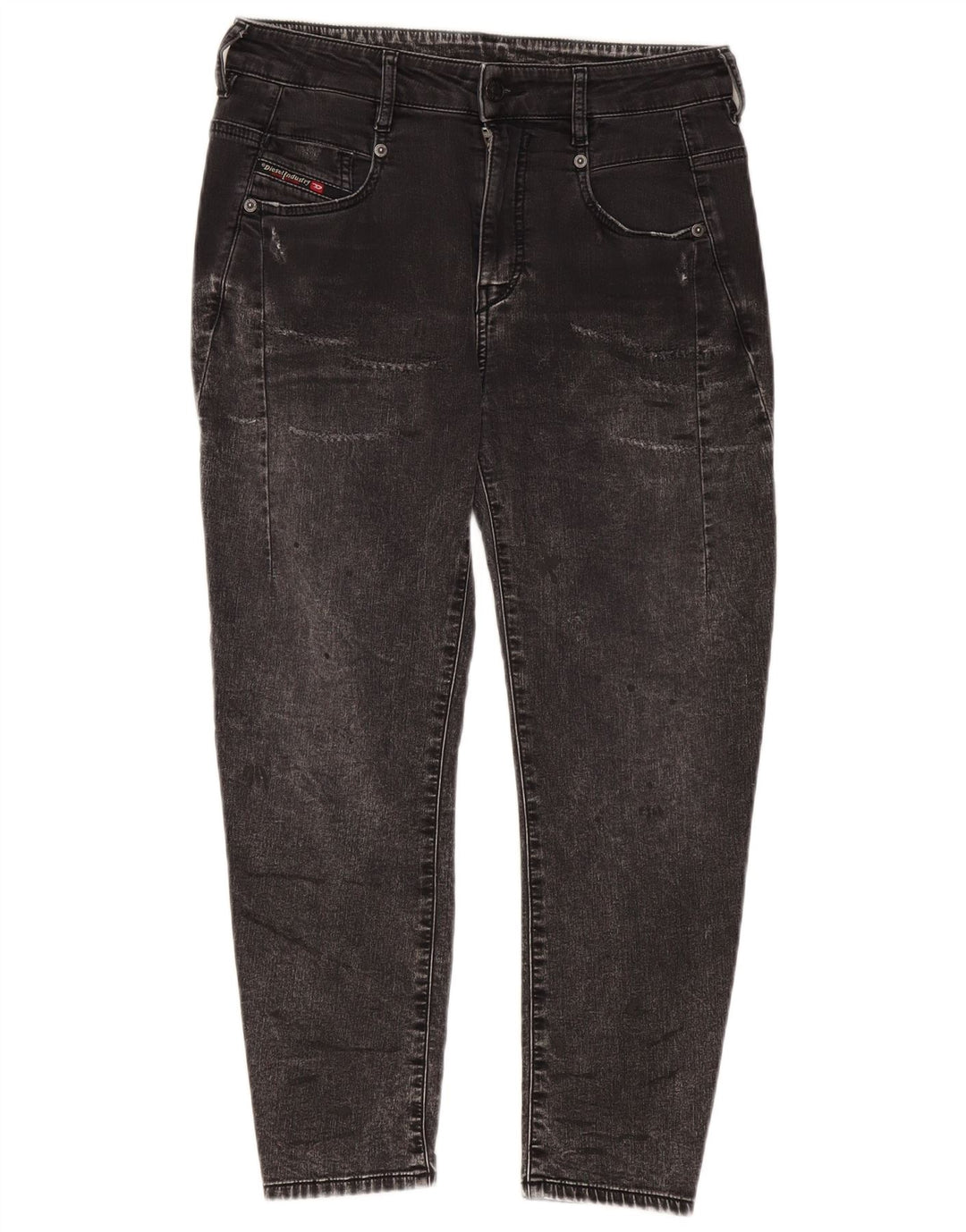 DIESEL Dame Crop Tapered Jeans W25 L24 Grå Bomuld