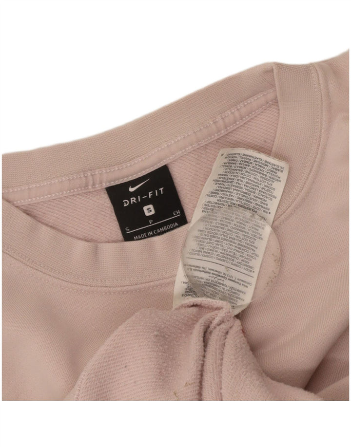 NIKE Womens Dri Fit Sweatshirt Jumper UK 10 Small Pink Cotton