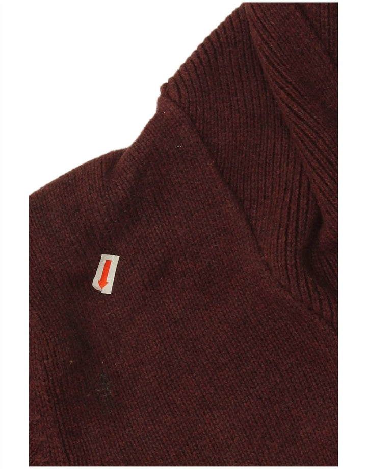 Marks & Spencer Herre Blue Harbor Shawl Neck Jumper Sweater Medium Burgundy