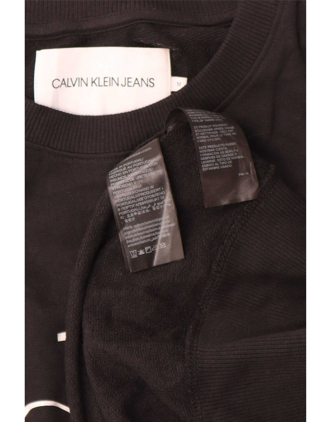 Calvin Klein Jeans Herre Grafisk Sweatshirt Jumper Medium Sort Bomuld