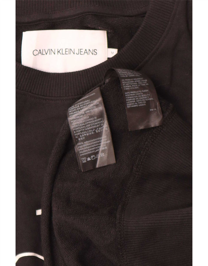 Calvin Klein Jeans Herre Grafisk Sweatshirt Jumper Medium Sort Bomuld