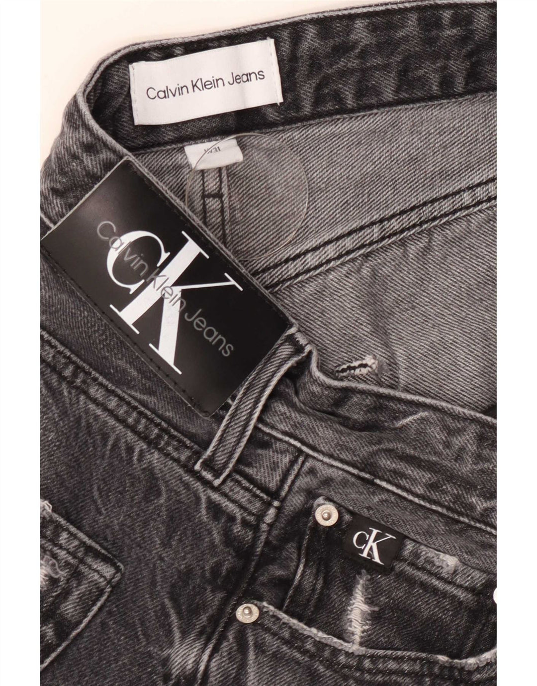 Calvin Klein Herre Distressed Slim Jeans W31 L27 Grå