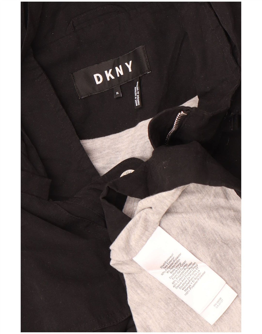 Dkny Dame Hætte Regnfrakke UK 18 XL Sort Polyester