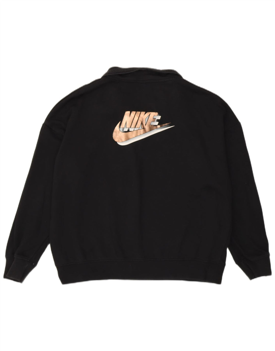 NIKE Dame Oversized grafisk sweatshirt Jumper UK 14 Medium Sort