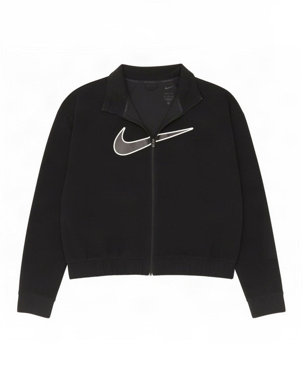 Nike Dame Dri Fit Grafisk Fleecejakke UK 14 Medium Sort Polyester