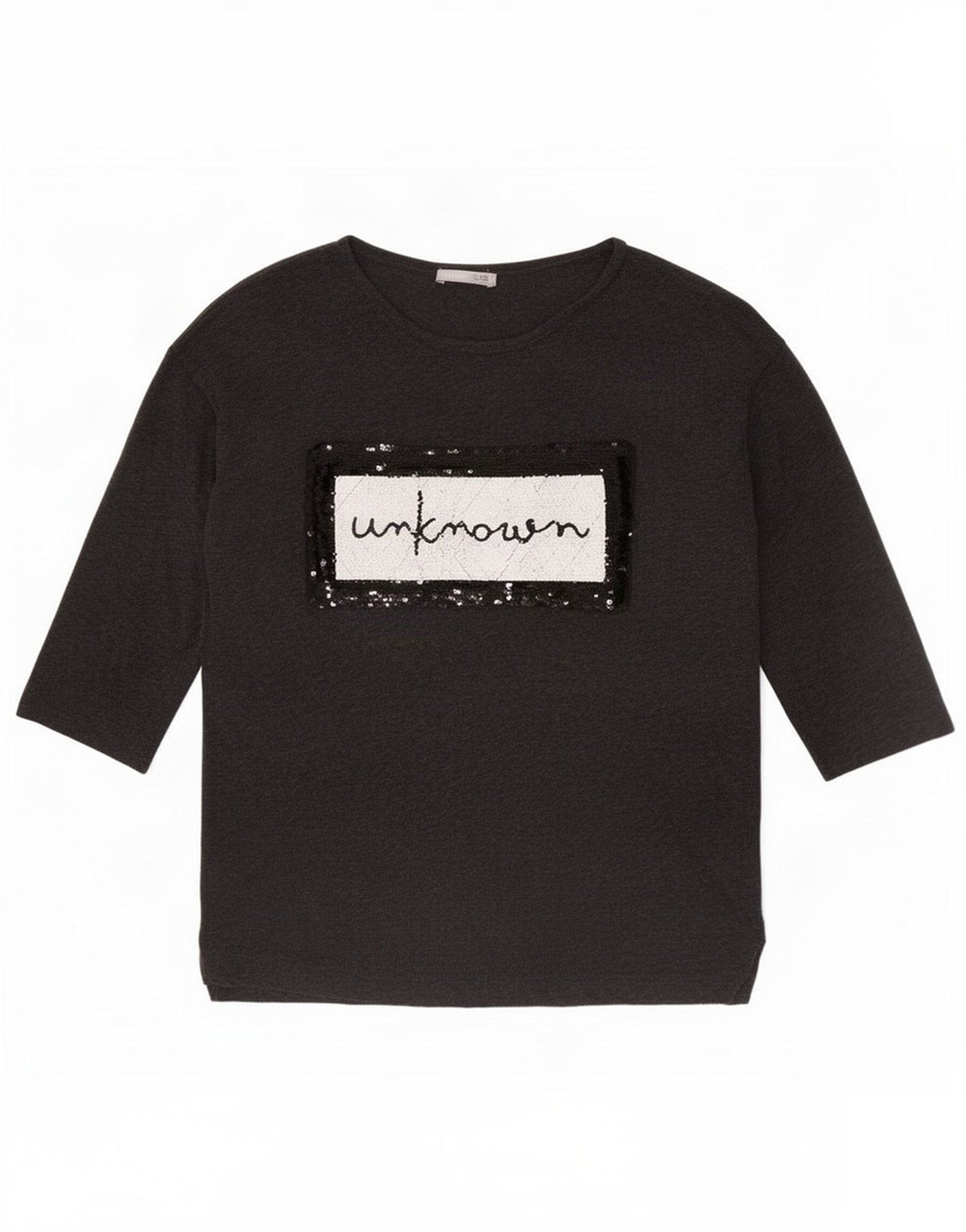 Zara Dame Grafisk Top 3/4 ærme UK 10 Small Grey Lyocell