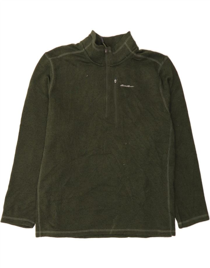 EDDIE BAUER Mens Zip Neck Sweatshirt Jumper 2XL Green Polyester Vintage Eddie Bauer and Second-Hand Eddie Bauer from Messina Hembry 