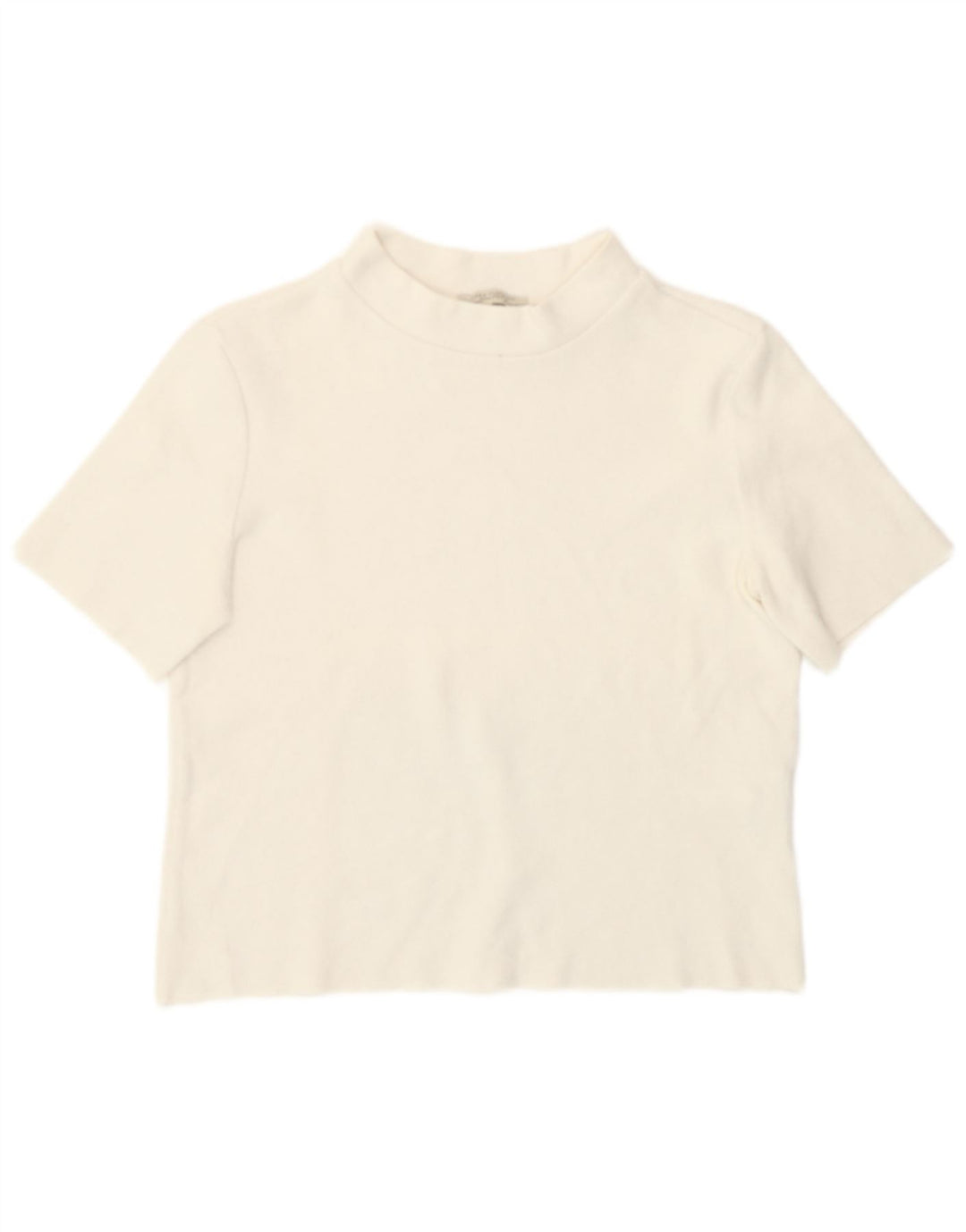 Zara Womens Crop T-Shirt Top UK 12 Medium White Bomuld
