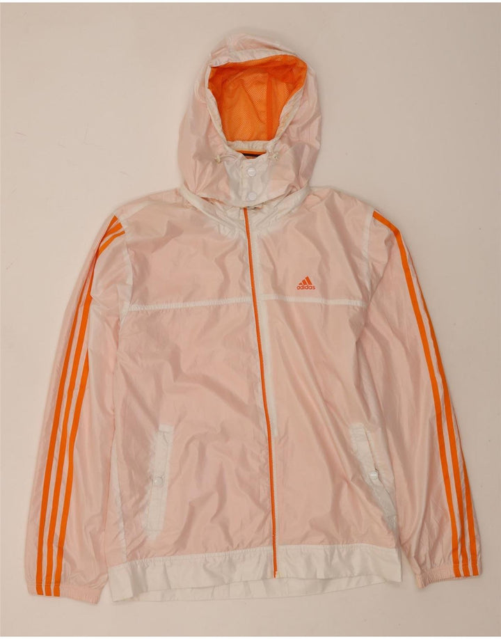 Adidas Herre grafisk regnjakke med hætte UK 38 Medium White Polyester