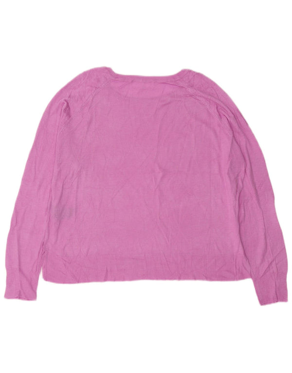 ZARA Womens Crop Boat Neck Jumper Sweater UK 14 Medium Lilac Viscose