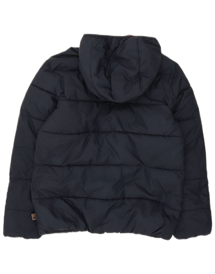 Benetton Dame Hætte Polstret Jakke UK 20 2XL Navy Blue Polyester