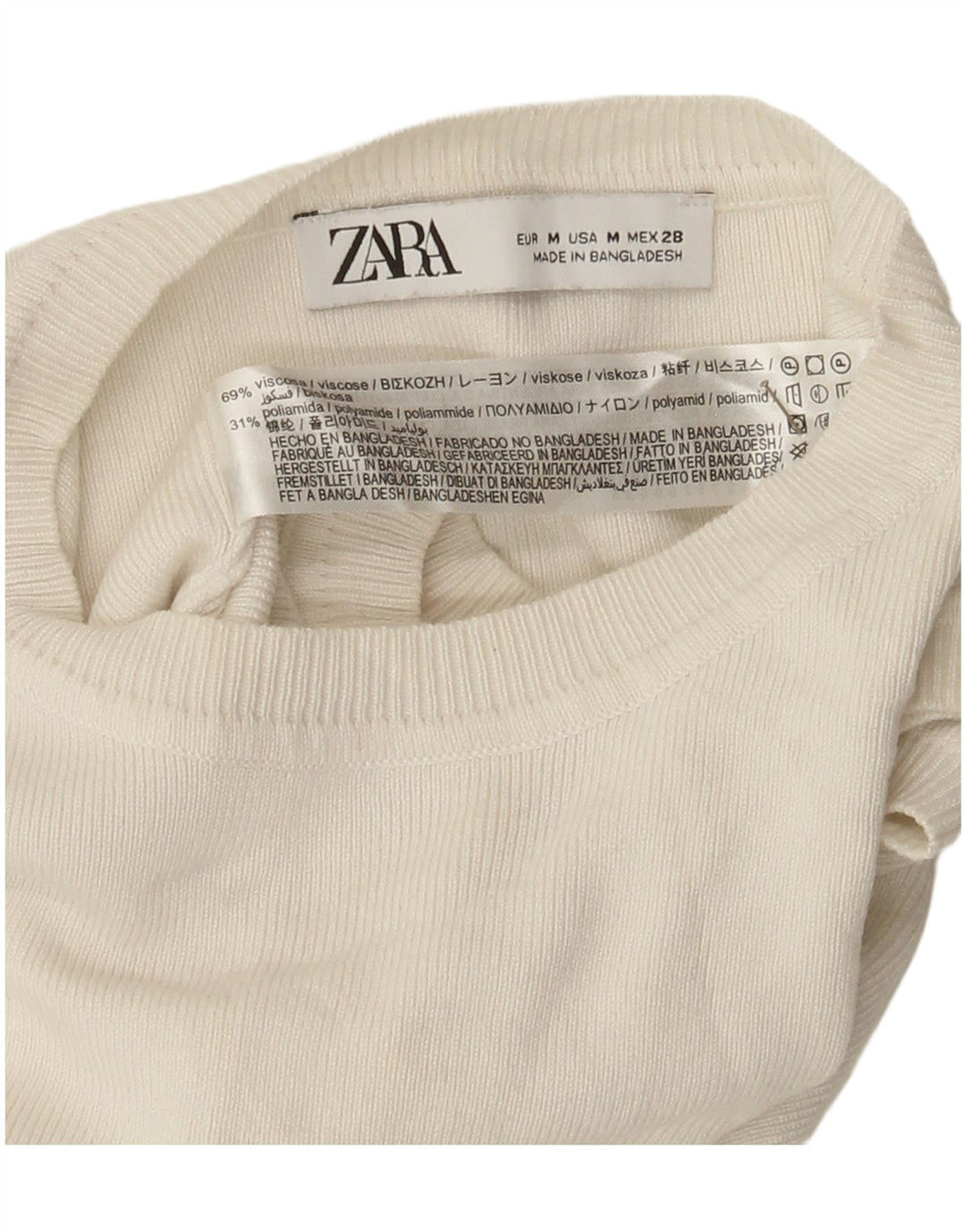Zara Womens Crop Vest Top UK 12 Medium White Viscose