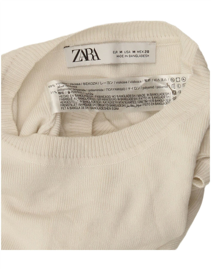 Zara Womens Crop Vest Top UK 12 Medium White Viscose