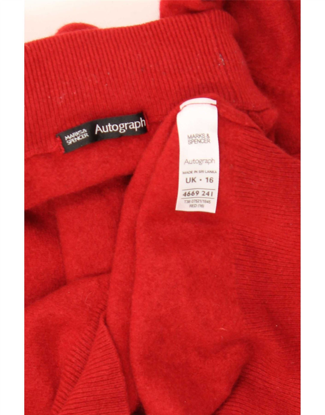 Marks & Spencer Dame Crop Turtle Neck Jumper Sweater UK 16 Large Red