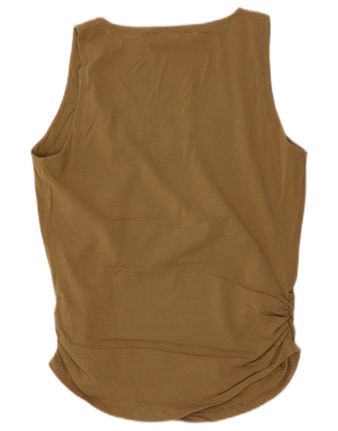 Max Mara Dame Ærmeløs Vest Top UK 12 Medium Beige Bomuld