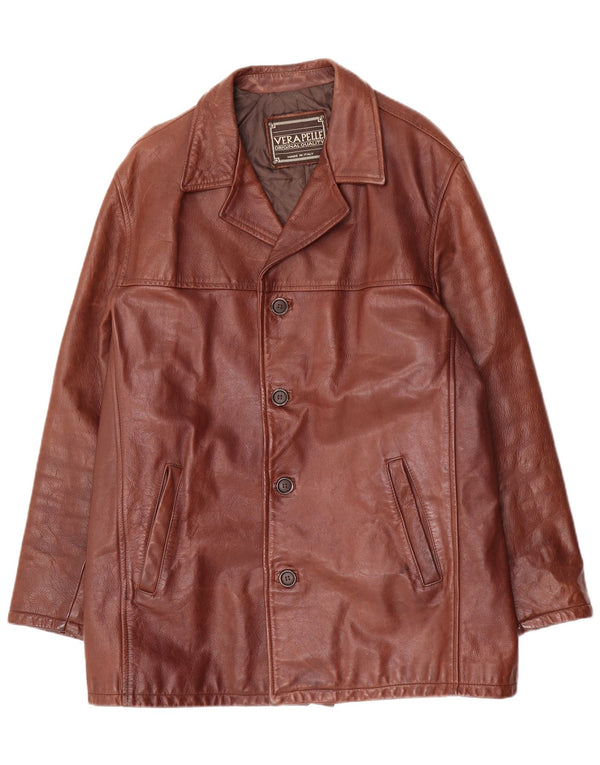 Vintage Herre Læderjakke UK 38 Medium Brun Læder