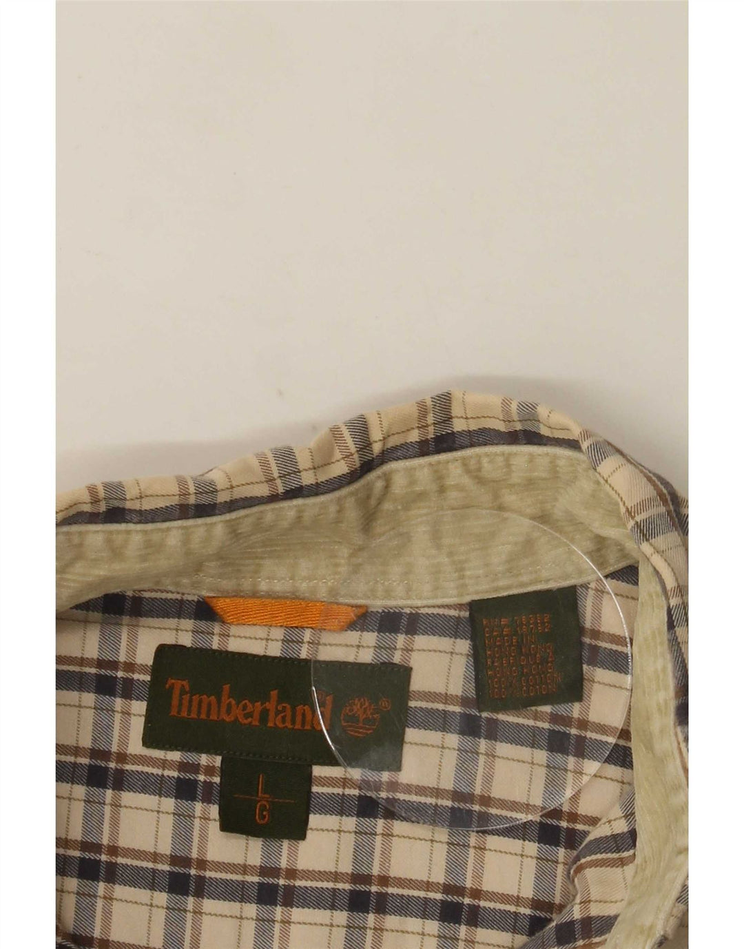 Timberland herreskjorte stor beige ternet bomuld