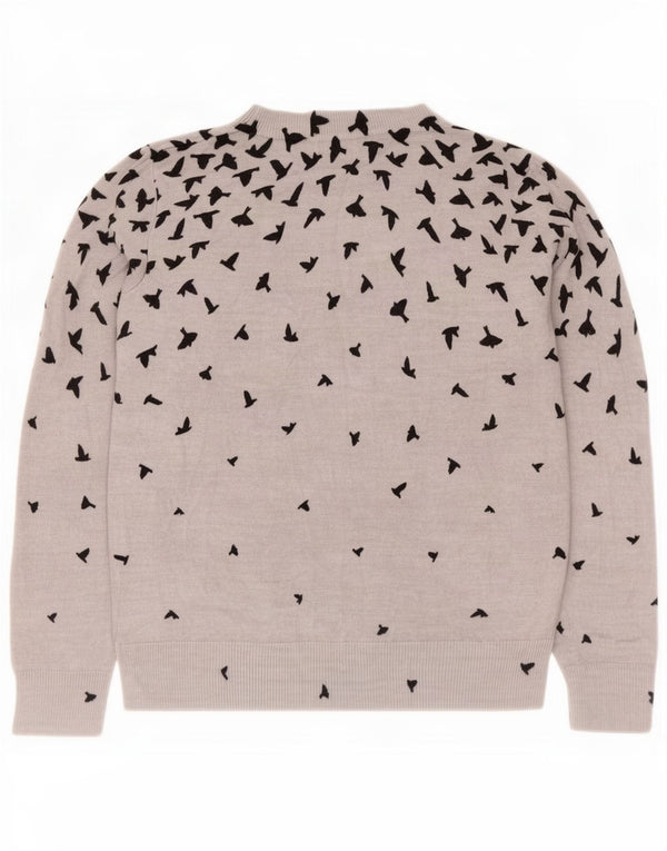 Marks & Spencer Womens Graphic Boat Neck Jumper Sweater UK 10 Small Grey