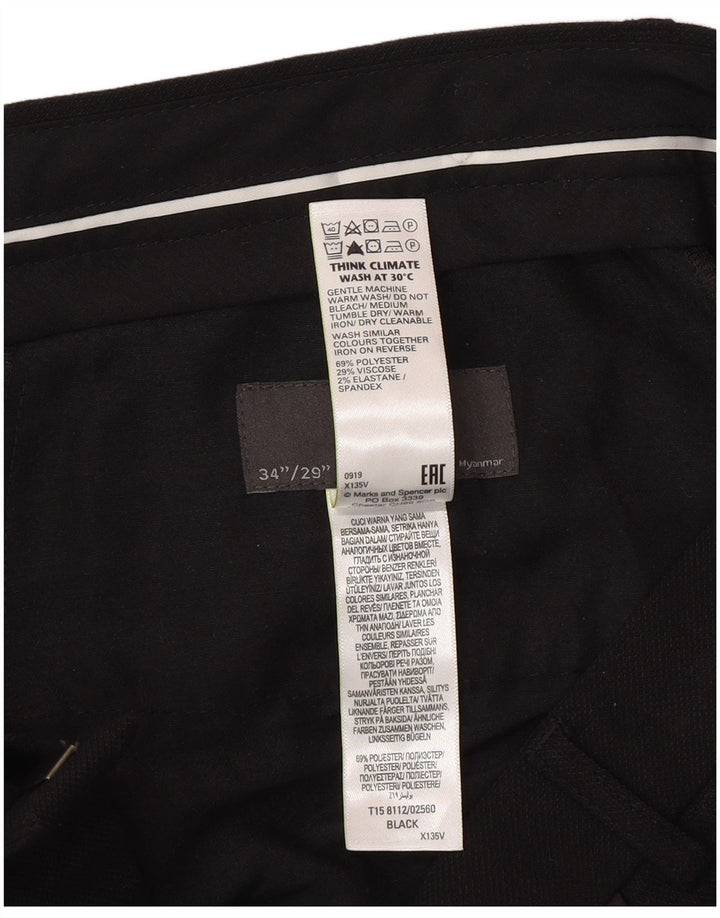 Marks & Spencer Herre Slim Suit Bukser W34 L29 Sort Polyester