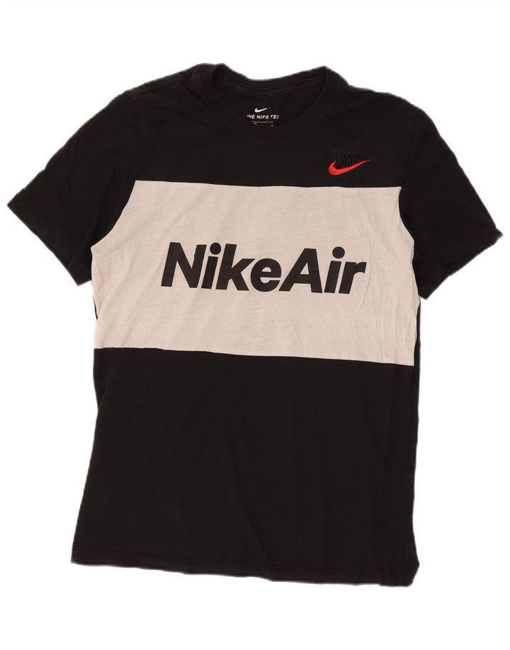 Nike Herre grafisk T-shirt Top Medium Sort Colourblock Bomuld