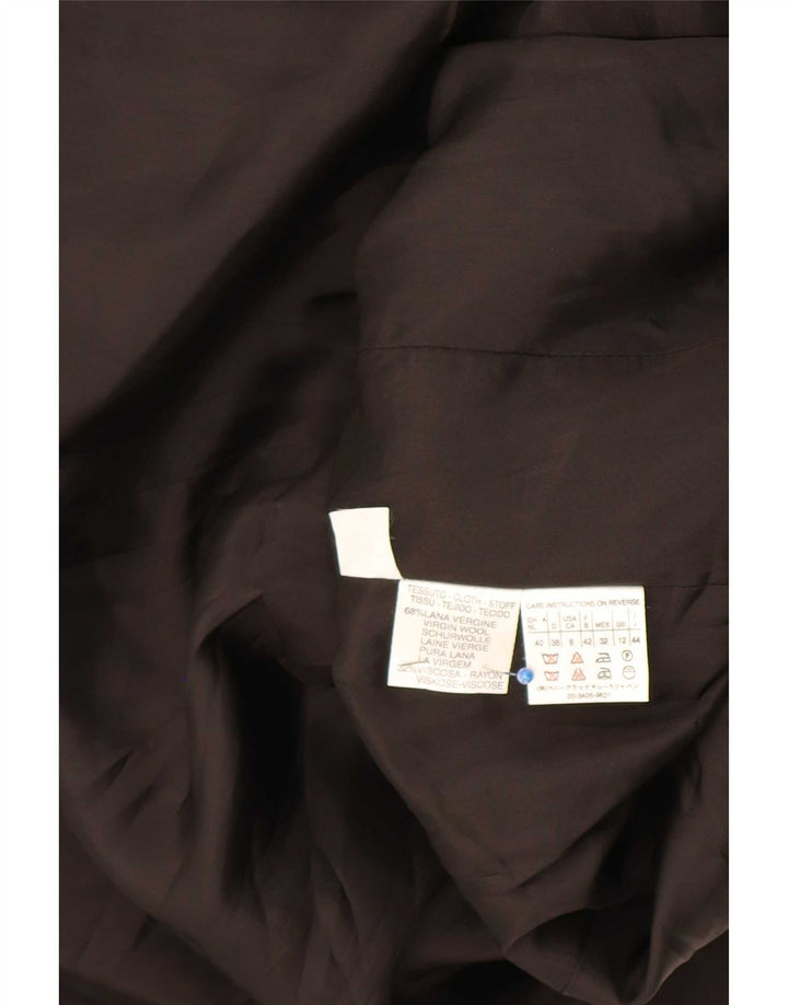 Marella Dame Overfrakke UK 12 Medium Sort Stribet Uld