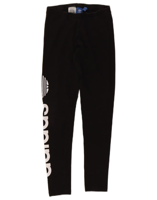 Adidas Dame Grafiske Leggings UK 10 Small Black Bomuld
