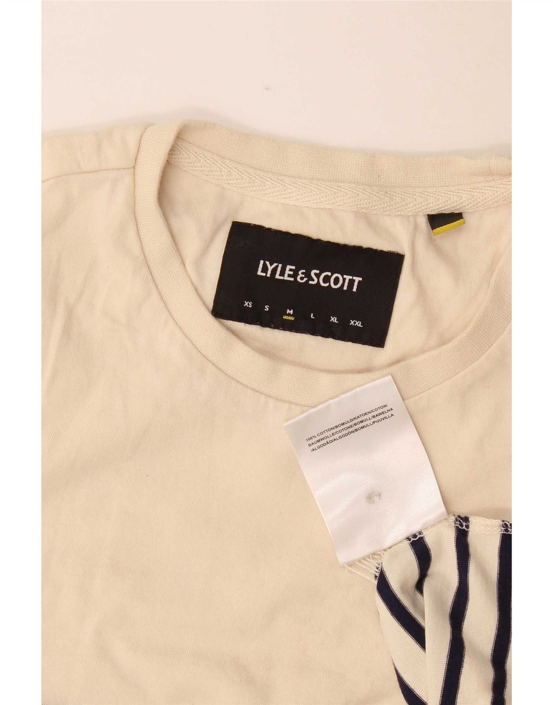 Lyle & Scott Herre T-shirt Top Medium Beige Stribet Bomuld