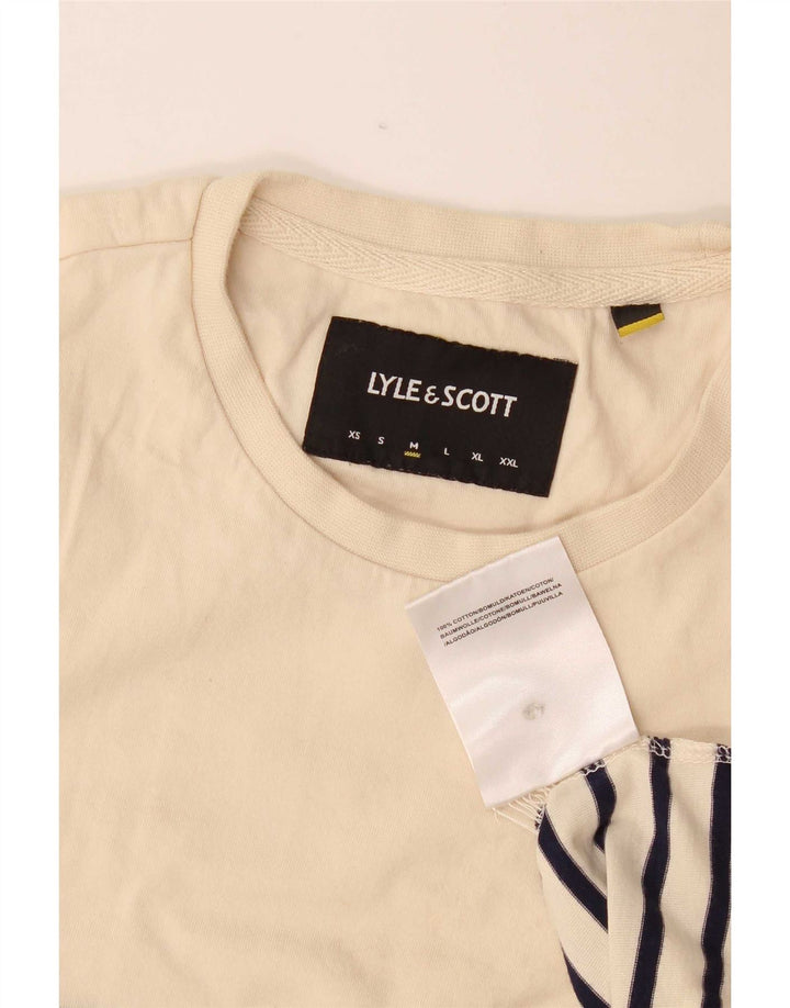 Lyle & Scott Herre T-shirt Top Medium Beige Stribet Bomuld