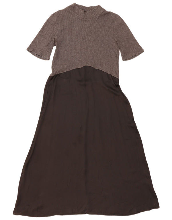 Zara Womens Maxi Dress UK 14 Large  Grey Colourblock Cotton