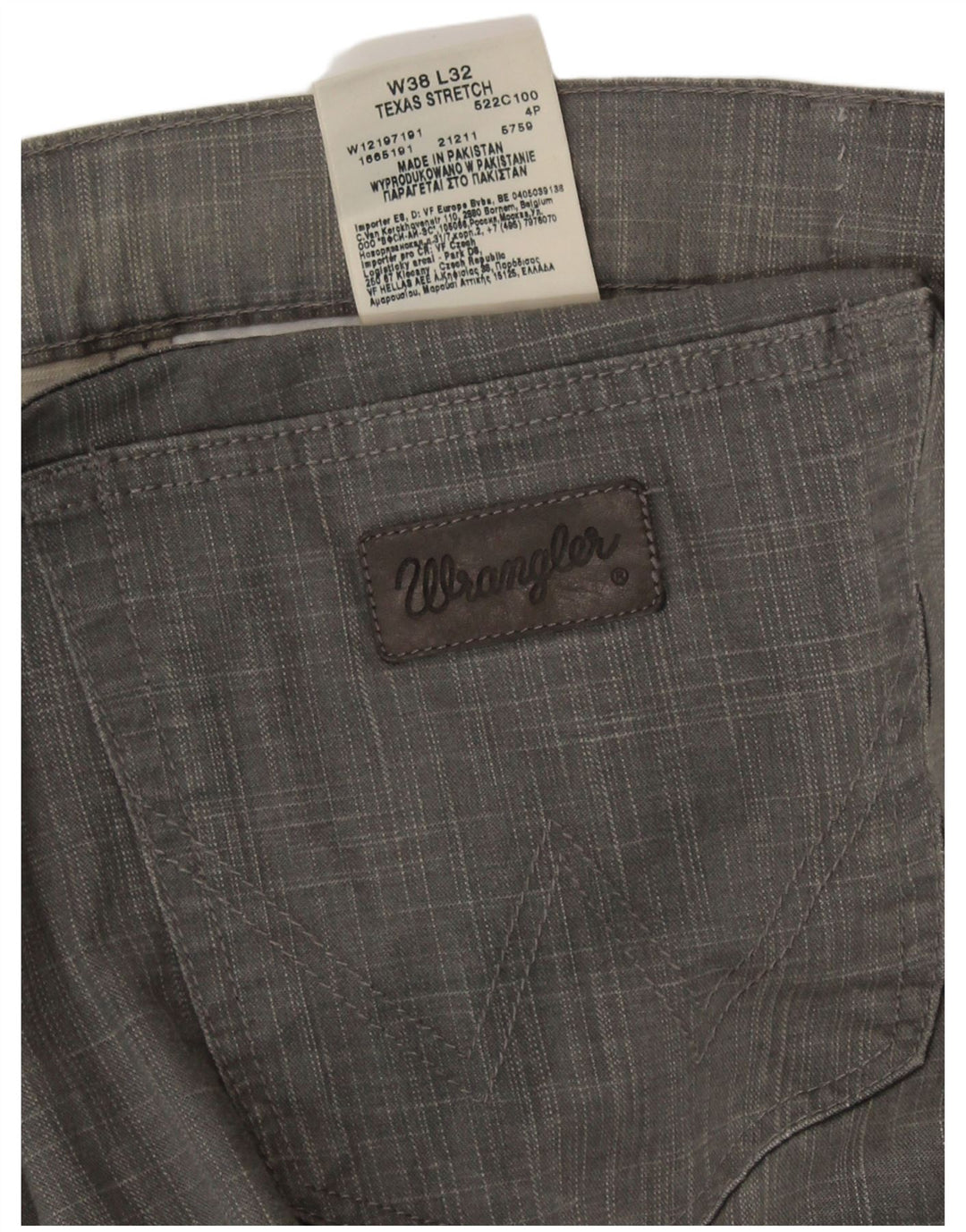 WRANGLER Herre Texas Stretch Lige Casual Bukser W38 L32 Grå ternet