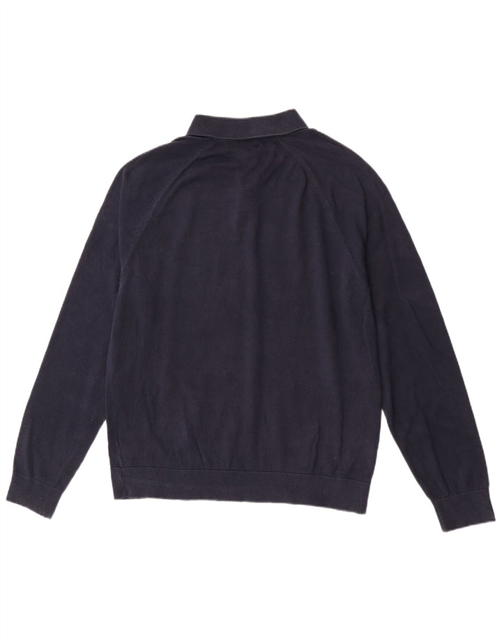 Marks & Spencer Herre Polo Neck Jumper Sweater Medium Marineblå Bomuld