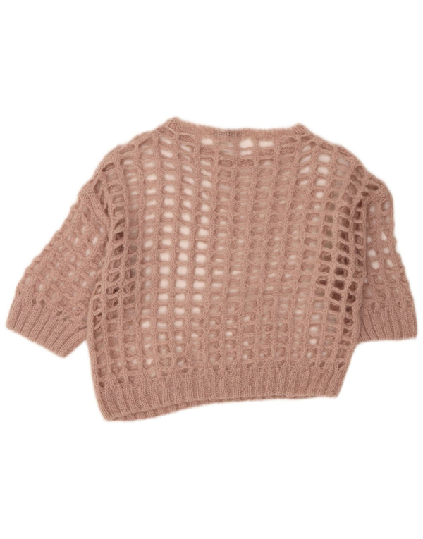 Liu Jo Dame Crop Hæklet Bådhals Jumper Sweater UK 10 Small Pink