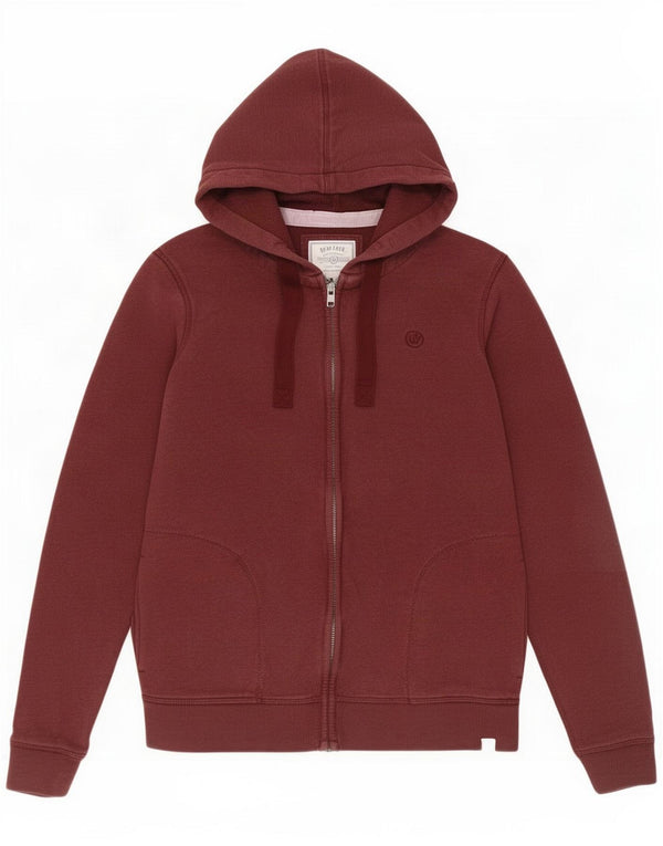 Fat Face Womens Zip Hoodie Sweater UK 10 Small Burgundy Cotton