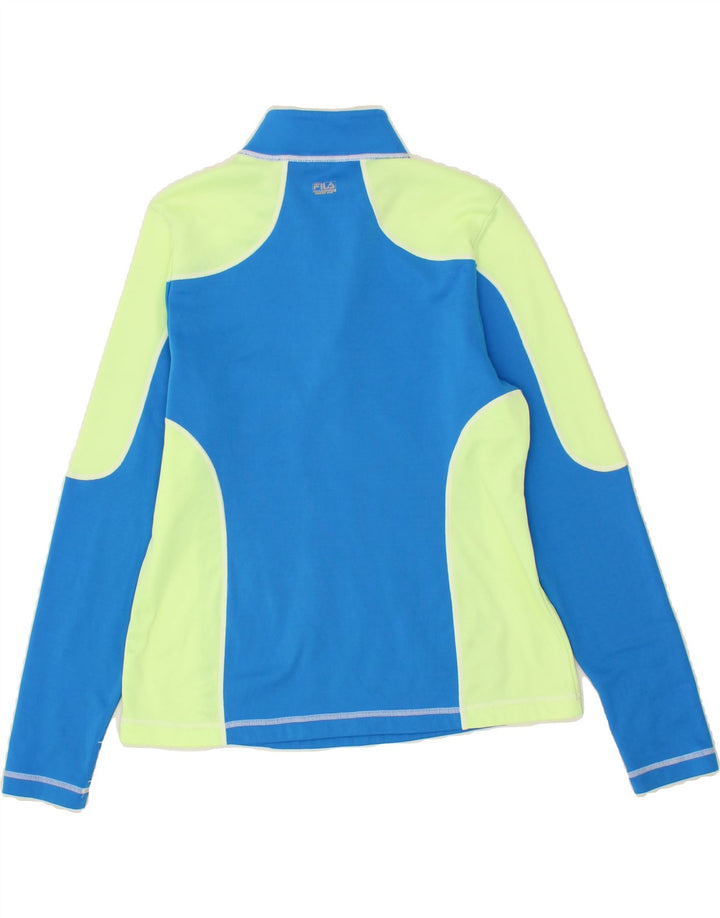 FILA Womens Zip Neck Pullover Tracksuit Top UK 16 Large Blue Colourblock Vintage Fila and Second-Hand Fila from Messina Hembry 