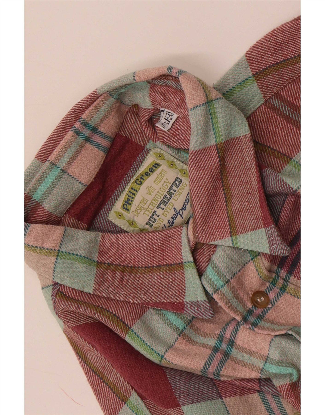 Vintage herre flannel skjorte str. 40 15 3/4 Medium rød ternet