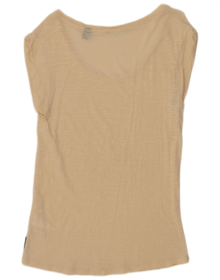 Maison Scotch Dame T-Shirt Top Størrelse 1 Lille Beige Bomuld