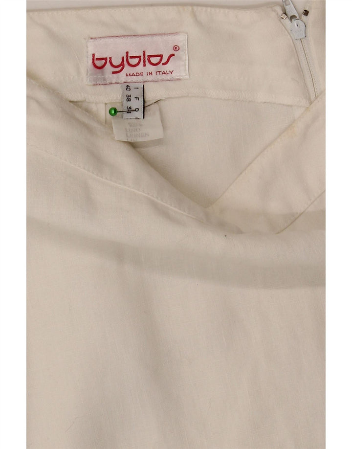 Byblos Dame Pencil Skirt IT 40 Small W28 White Linen