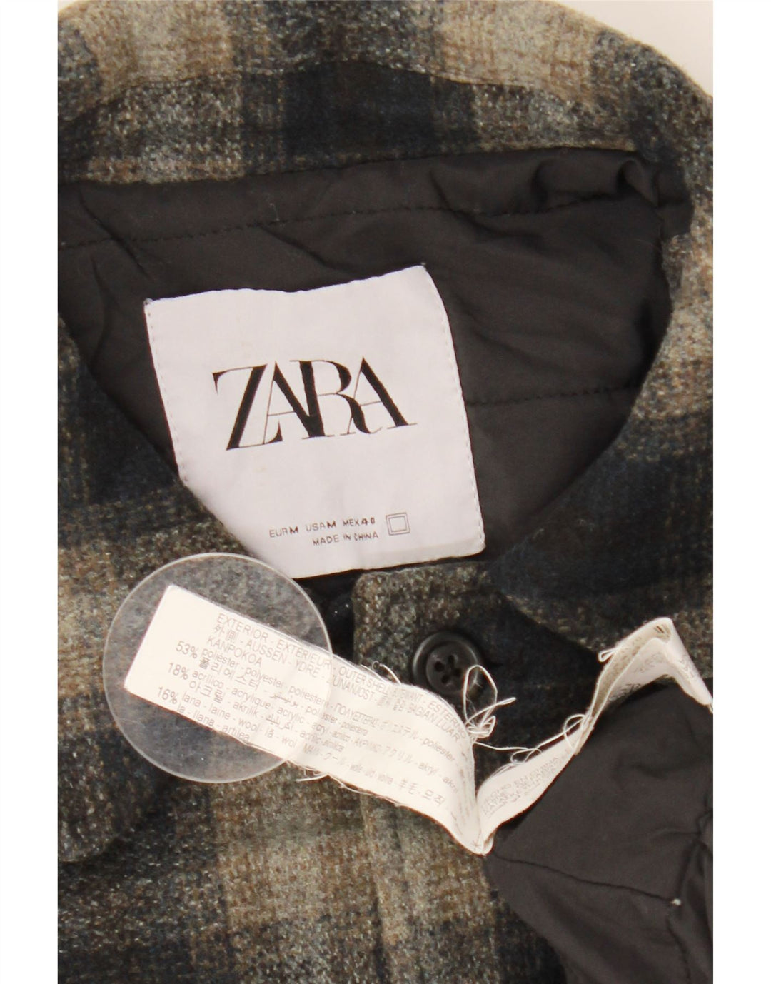 Zara Herre Lumberjack Flanel Shirt Medium Sort Ternet Polyester
